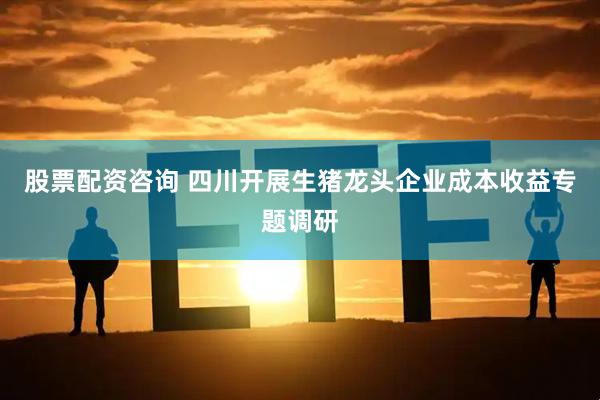 股票配资咨询 四川开展生猪龙头企业成本收益专题调研